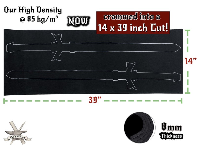 The Foamory EVA Foam Cosplay - (2mm to 10mm) - Black or White - 14"" x 39"" Sheet - Ultra High Density 85 kg/m3 - by The Foamory (Black, 8mm - Thickness) - Image 2